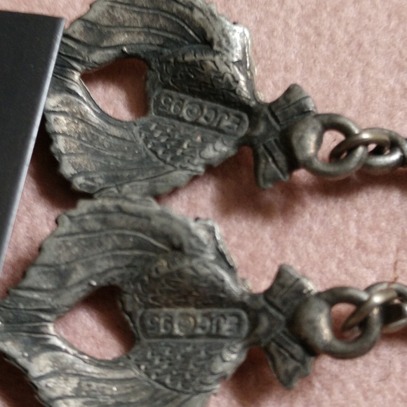 🆕Earrings Pewter American Made Eagle With Tribal Feathers Vintage New W/Tags - Picture 6 of 8